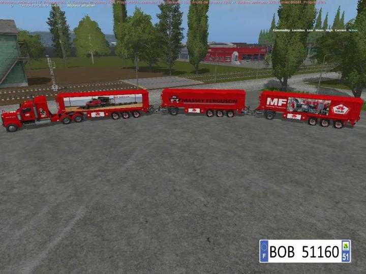 FS17 – Pack Truck + 3 Trailers Massey Ferguson V1.1