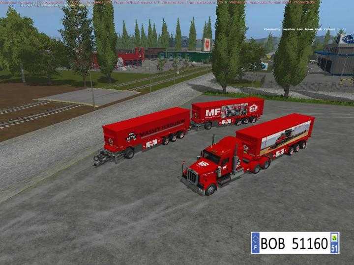 FS17 – Pack Truck + 3 Trailers Massey Ferguson V1.1