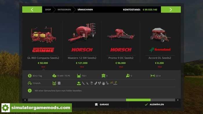 FS17 – Sowing Machines for Pickled Seeds V 1.0.0.0