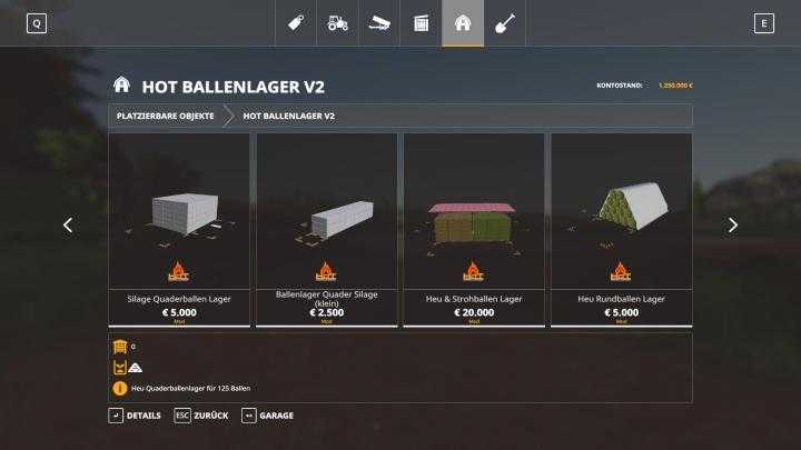 FS19 – Hot Ballenlager V2.0.5