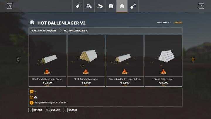 FS19 – Hot Ballenlager V2.0.5