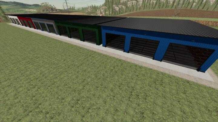 FS19 – Large Pull Through Garage Pack V1