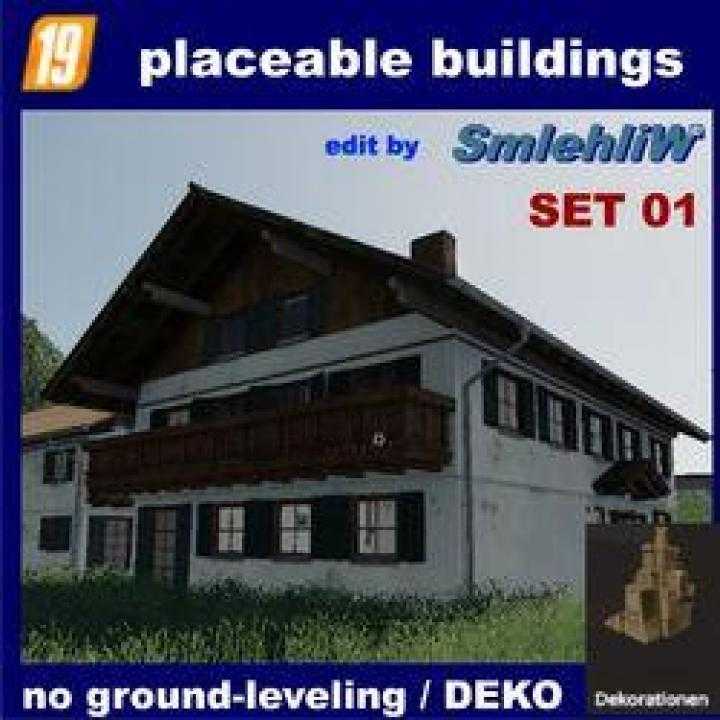 FS19 – Placeable Buildings De Set01 Without Ground-Leveling V1.0.0.1