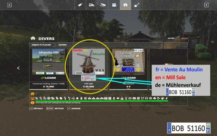 FS19 – Vente Au Moulin V1.0.0.1