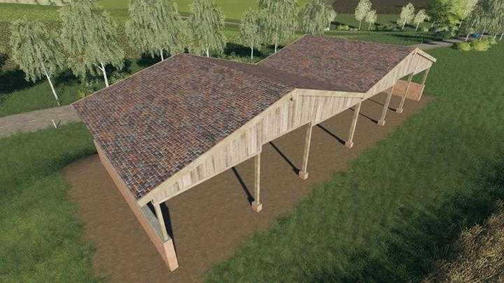 FS19 – Wood Frame Open Sheds With Brick Wall V1