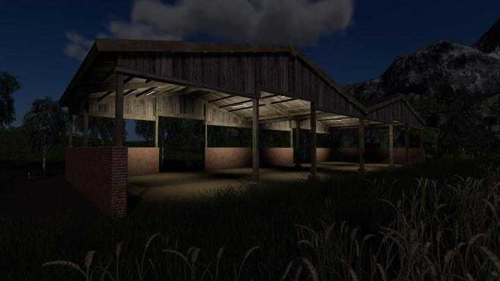 FS19 – Wood Frame Open Sheds With Brick Wall V1