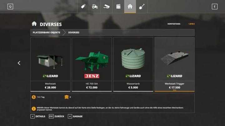 FS19 – Workshop Trigger V1.0.1.0