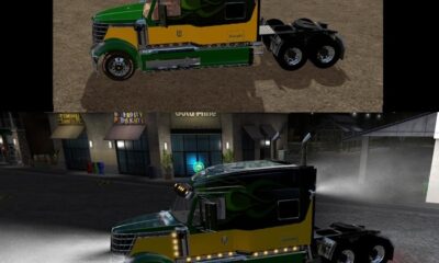 FS17 – Темно-зеленый и желтый грузовик Lonestar V1.0