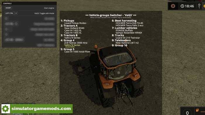 FS17 – Vehicle Groups Switcher – Vegs V1.0.2.25