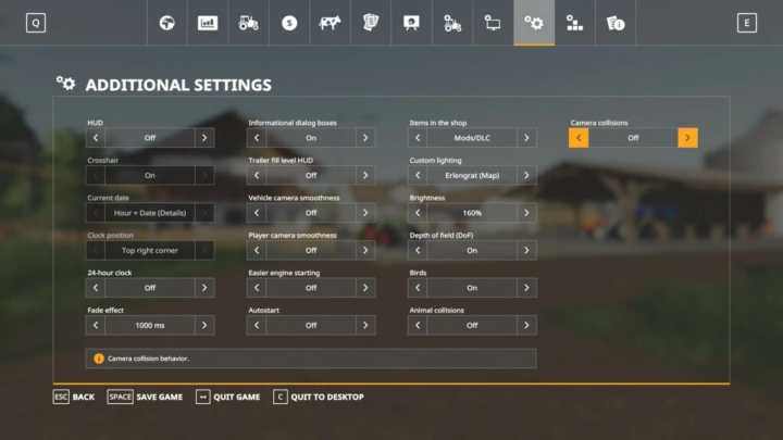 Additional Game Settings V1.1.0.1 FS19