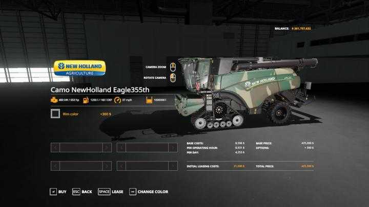 FS19 – Camo New Holland Eagle355Th Pack Ve V1