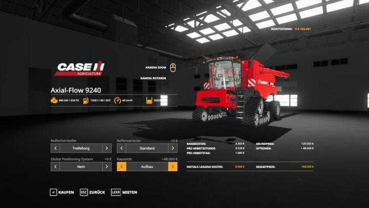 FS19 – Case Axial 9240 With Capacity Option And Working Speed 25Km/h V1.2