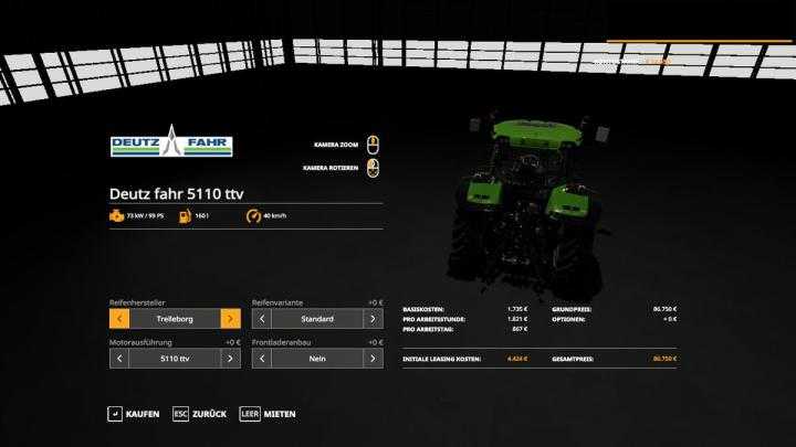 FS19 – Deutz-Fahr 5110 Ttv V1