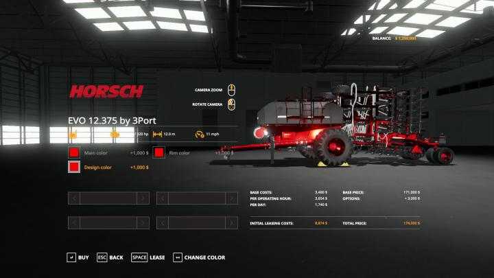 FS19 – Evo12.375 Multicolor Option (Fixed Errors In Log) V1.4