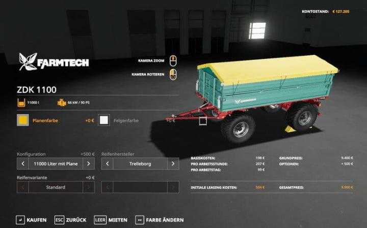 FS19 – Farmtech Zdk 1100 Trailer V1