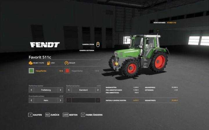 FS19 – Fendt Favorit 511C, 512C-515C V1.2.2