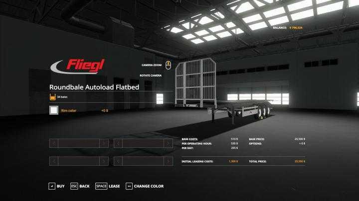 FS19 – Fliegl Flatbed Roundbale Autoload V1.0.0.3