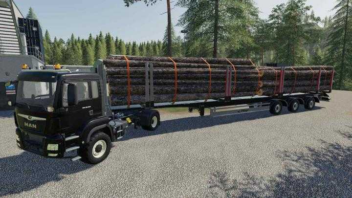 FS19 – Fliegl Timber Runner Wide With Autoload Wood V1.1