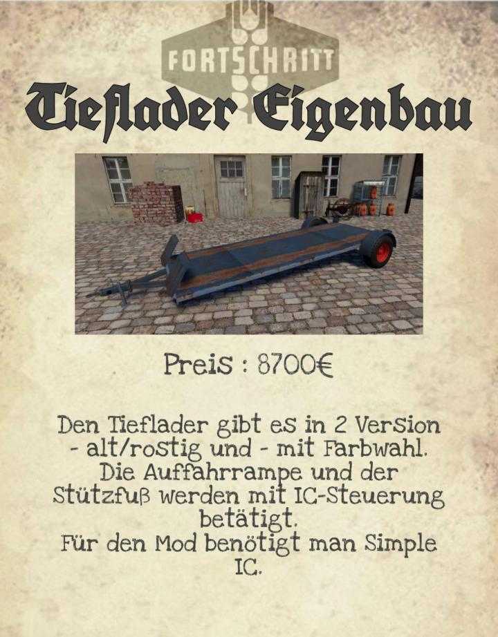 FS19 – Fortschritt Tieflader Eigenbau V1