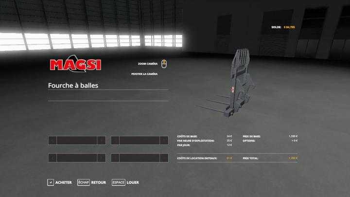 FS19 – Fourche A 3 Balle Carre Magsi V1