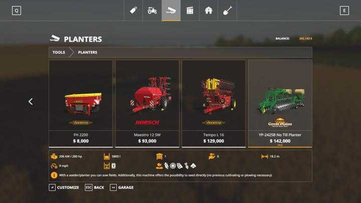 FS19 – Great Plains No-Till Corn Planter Yp2425 V1.0.0.1