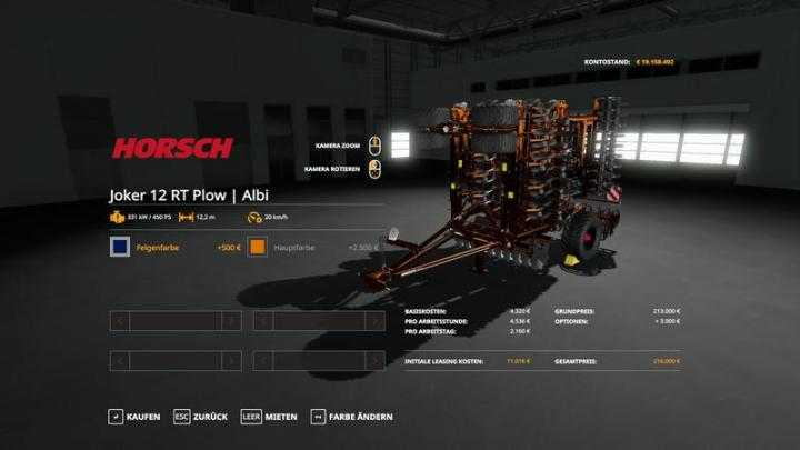 FS19 – Horsch Joker 12 Rt Plow V1.1