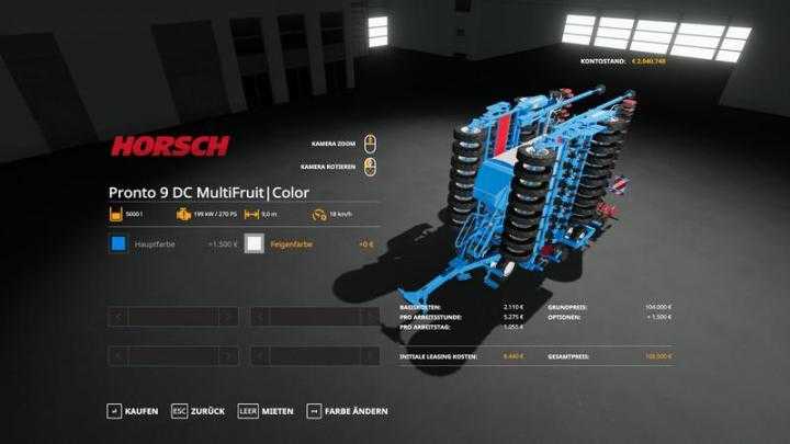 FS19 – Horsch Pronto9Dc – Multifruit – Multicolor V1.3