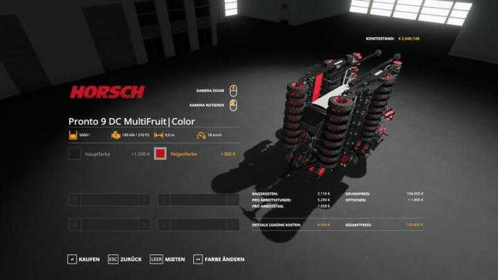 FS19 – Horsch Pronto9Dc – Multifruit – Multicolor V1.3