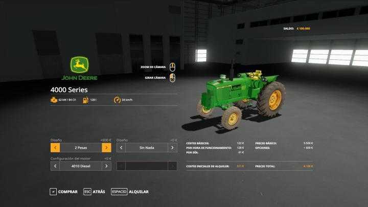 FS19 – John Deere 4000 Series Esp V1.2