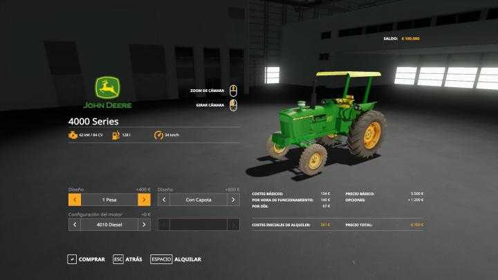 FS19 – John Deere 4000 Series Esp V1.2