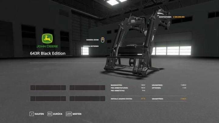 FS19 – John Deere 6R + 643R Green + Black Pack V1