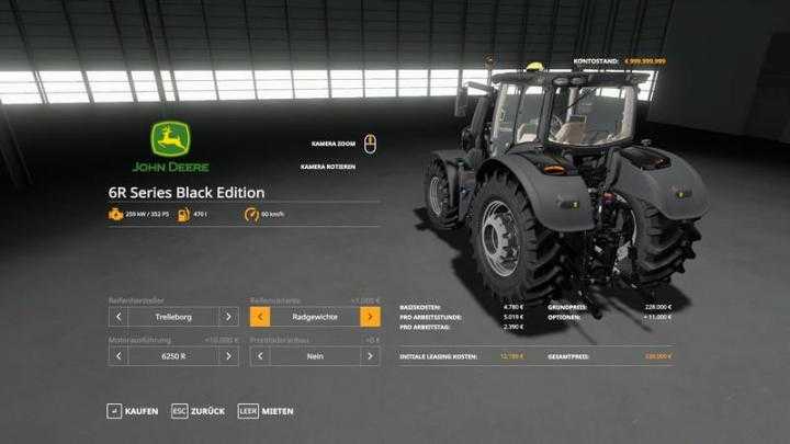 FS19 – John Deere 6R Black + Green Edition V1.0.0.4