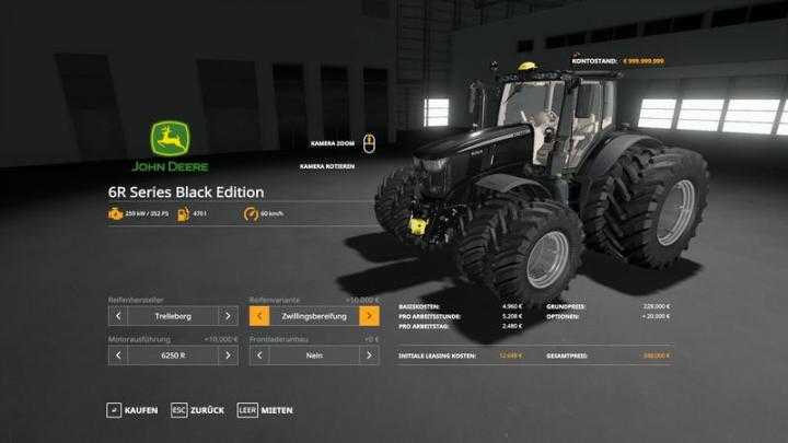 FS19 – John Deere 6R Black + Green Edition V1.0.0.4