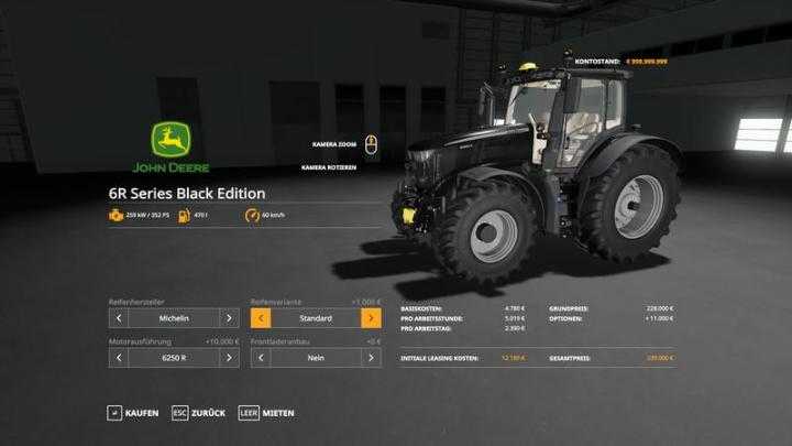 FS19 – John Deere 6R Black + Green Edition V1.0.0.4