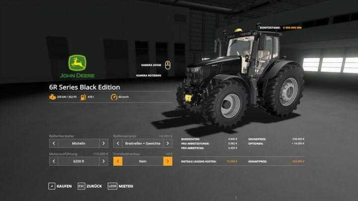 FS19 – John Deere 6R Black + Green Edition V1.0.0.4