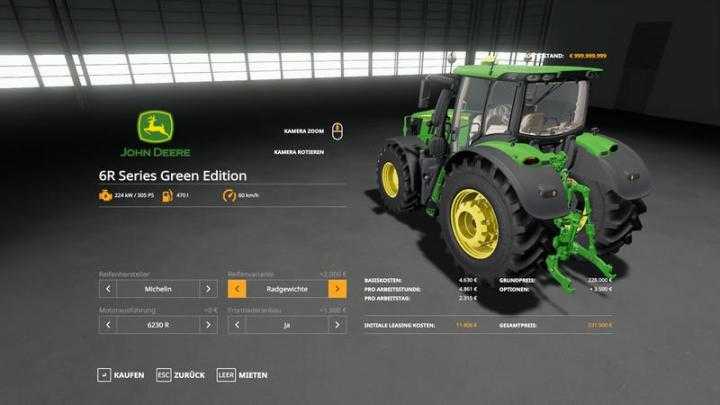 FS19 – John Deere 6R Green Edition V1.0.0.8