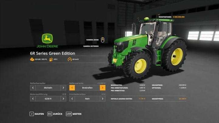 FS19 – John Deere 6R Green Edition V1.0.0.8