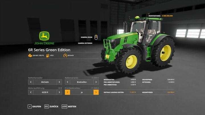 FS19 – John Deere 6R Green Edition V1.0.0.8