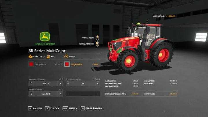 FS19 – John Deere 6R – Multicolor V1