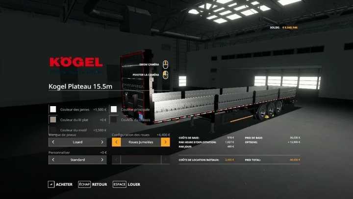 Kogel 51Ft Platform Semitrailer (Autoload) V1.1 FS19