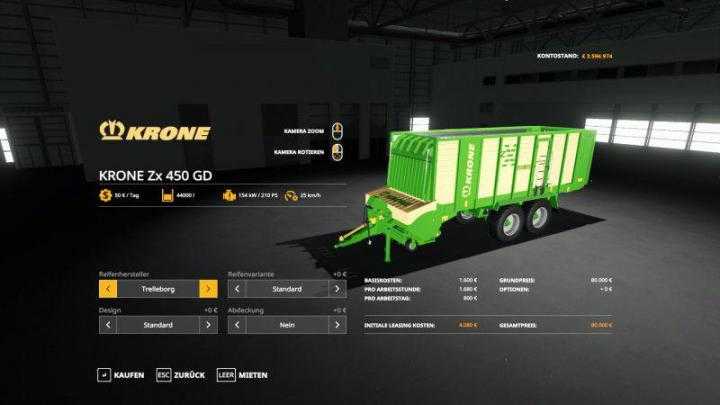 FS19 – Krone Zx450 Gd Trailer V1