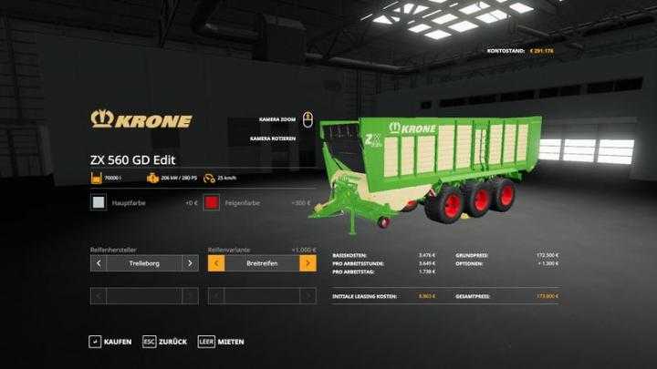 FS19 – Krone Zx560Gd Trailer V0.8