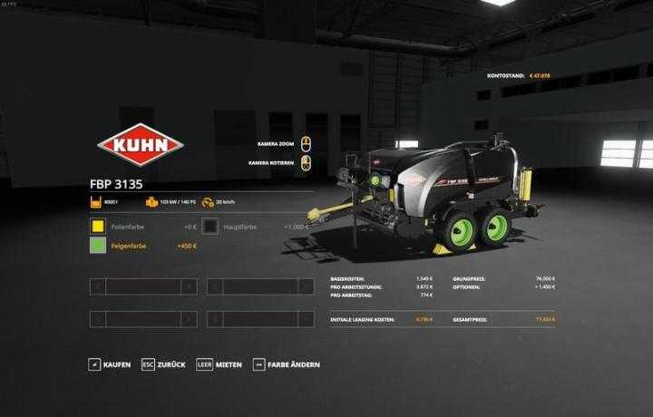 FS19 – Kuhn Fbp 3135 With 3-Color Choice V1