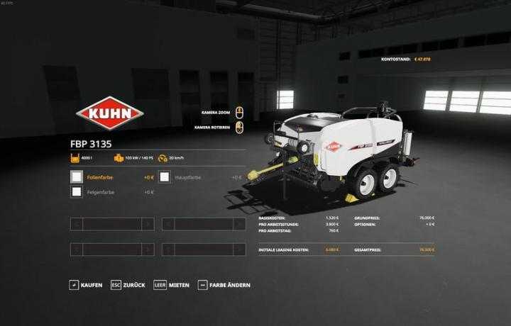 FS19 – Kuhn Fbp 3135 With 3-Color Choice V1