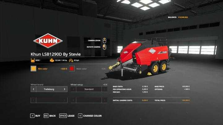 FS19 – Kuhn Lsb1290D Baler + Merge Maxx902