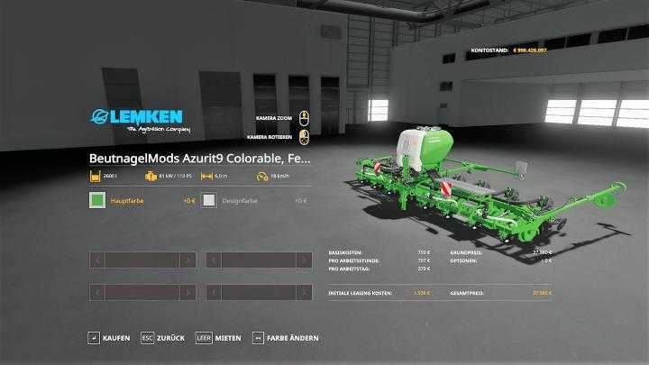 FS19 – Lemken Azurit 9 V1.0.0.4