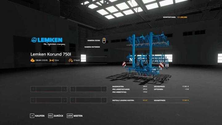 FS19 – Lemken Corundum 750 V1