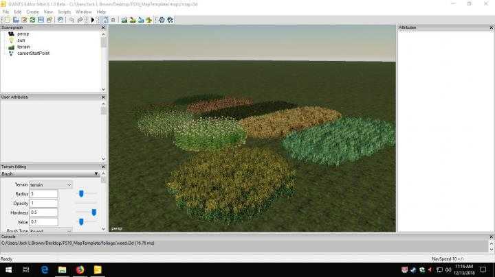 FS19 – Maptemplate With Working Crops V1