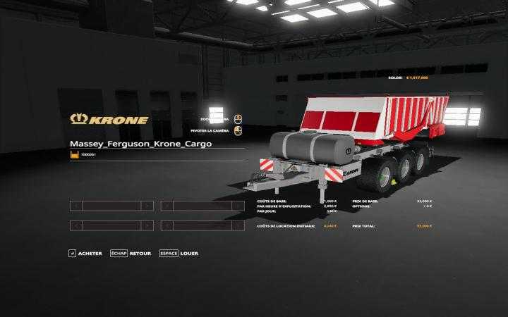 FS19 – Massey Ferguson Krone Cargo V1.0.0.1