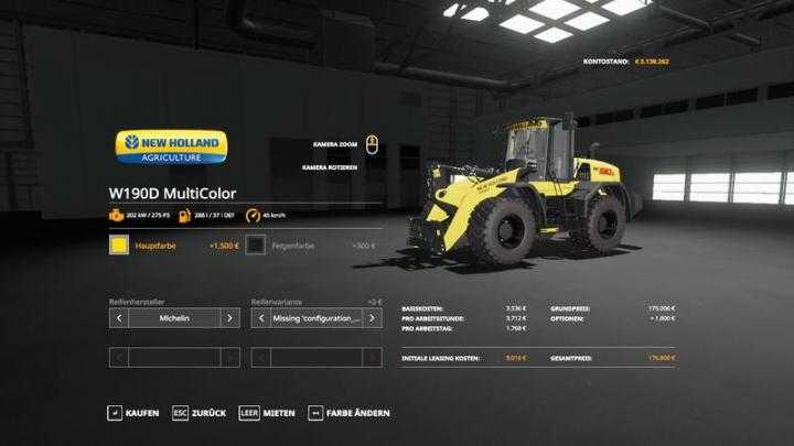 FS19 – New Holland W190D Multicolor V1